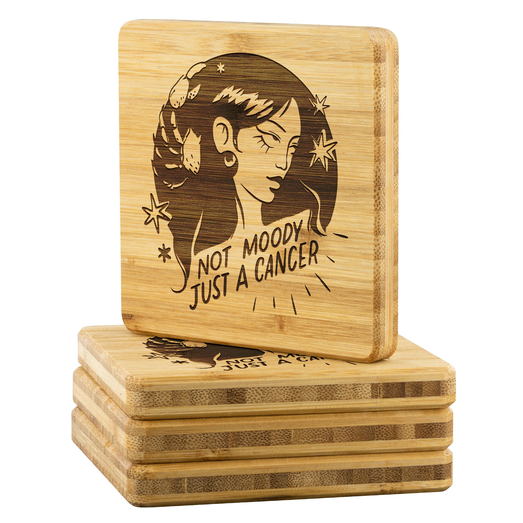 Cancer Bamboo Coaster - 4pc