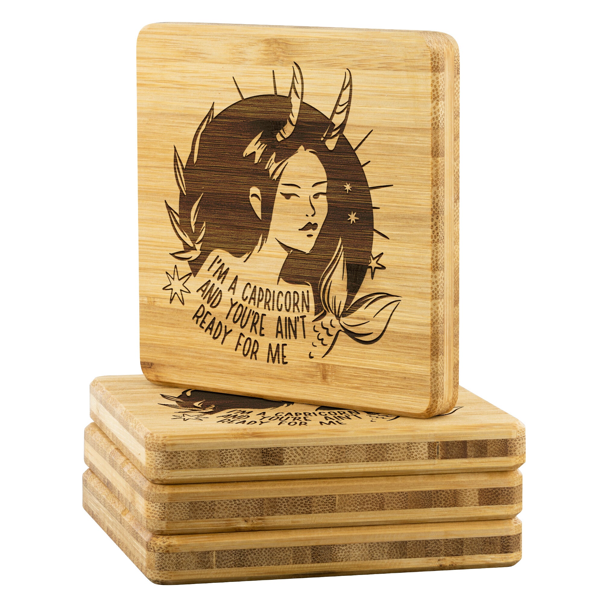 Capricorn Bamboo Coaster - 4pc