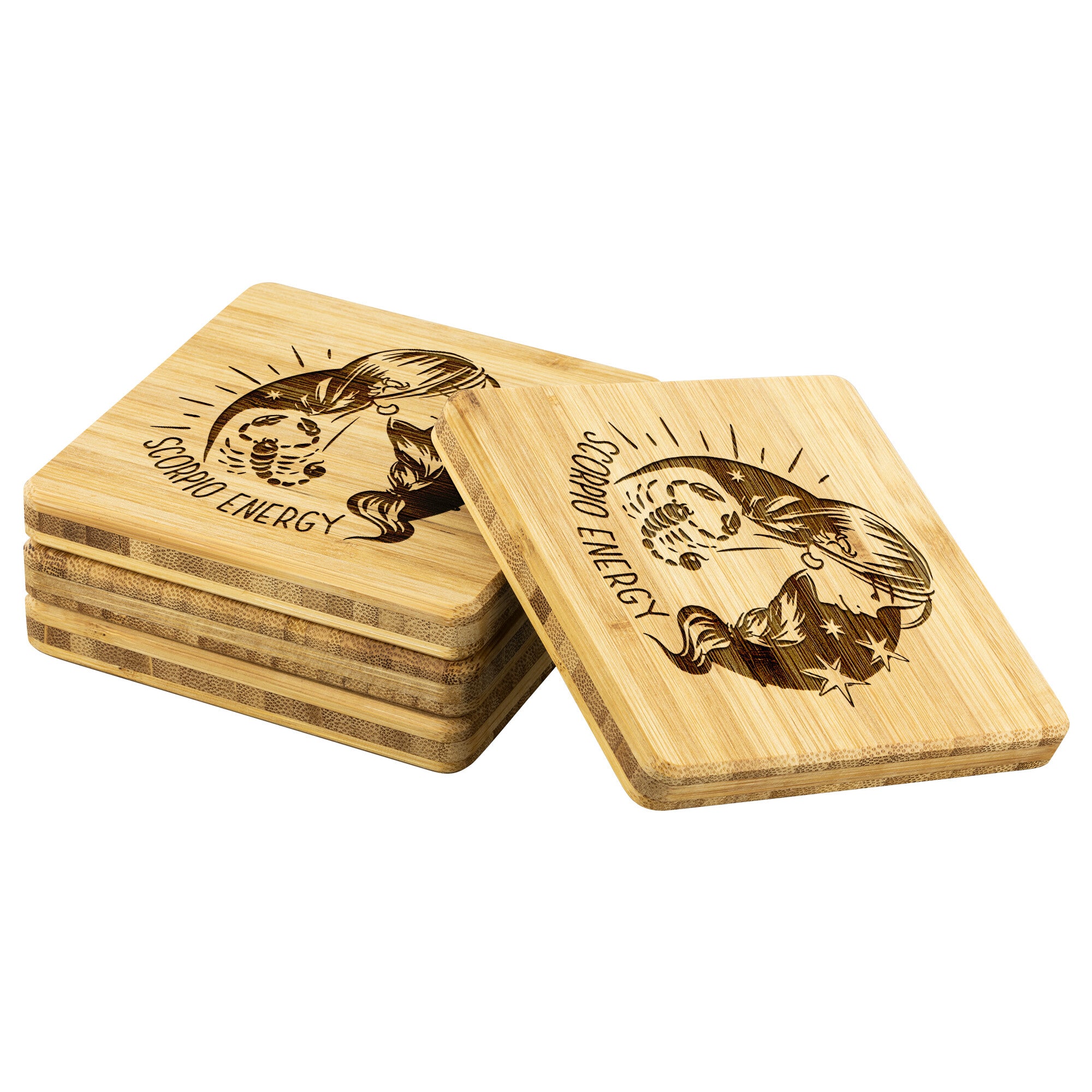 Scorpio Bamboo Coaster - 4pc